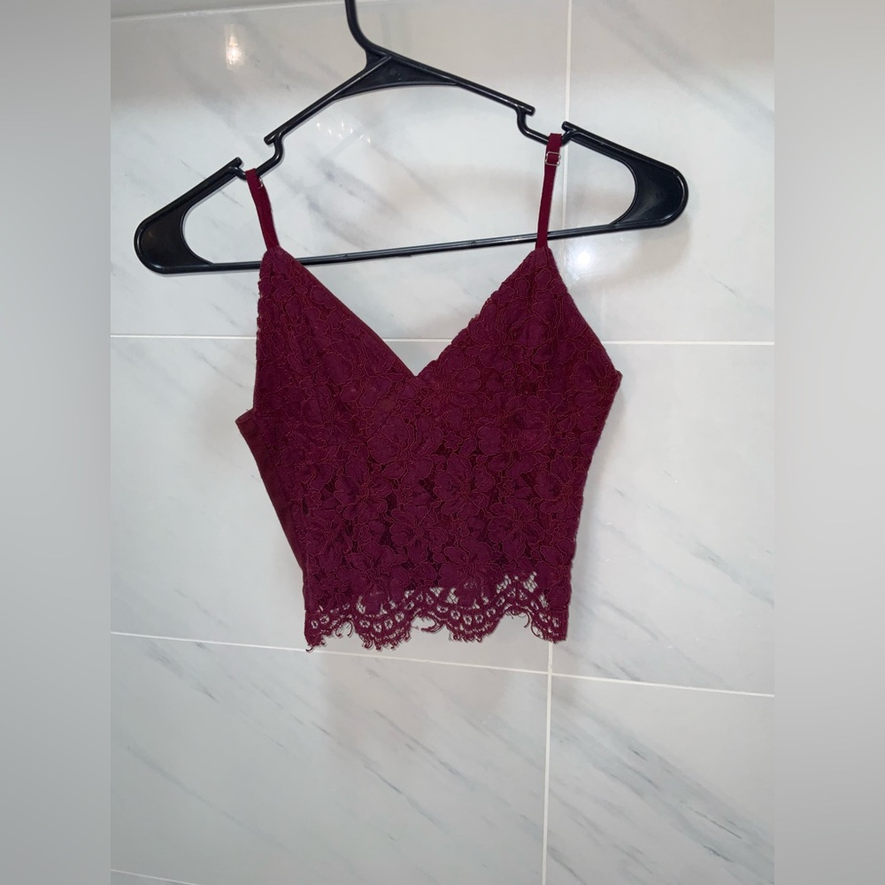 Women’s Burgundy Lace Detailed Tank Top